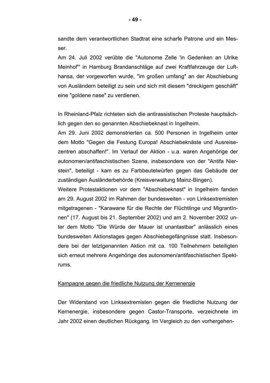 Seite 51 des Verfassungsschutzbericht 2002 Rheinland-Pfalz