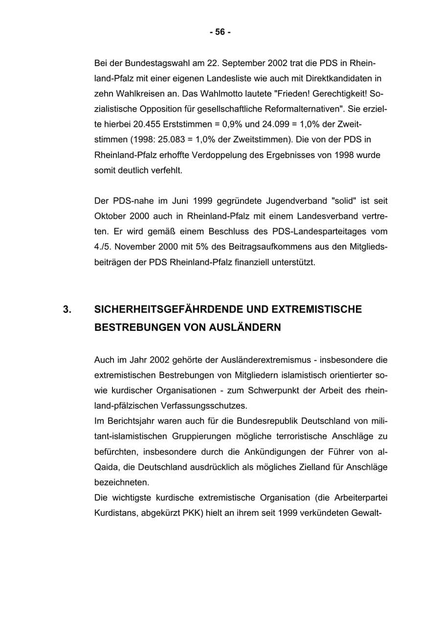 Seite 58 des Verfassungsschutzbericht 2002 Rheinland-Pfalz