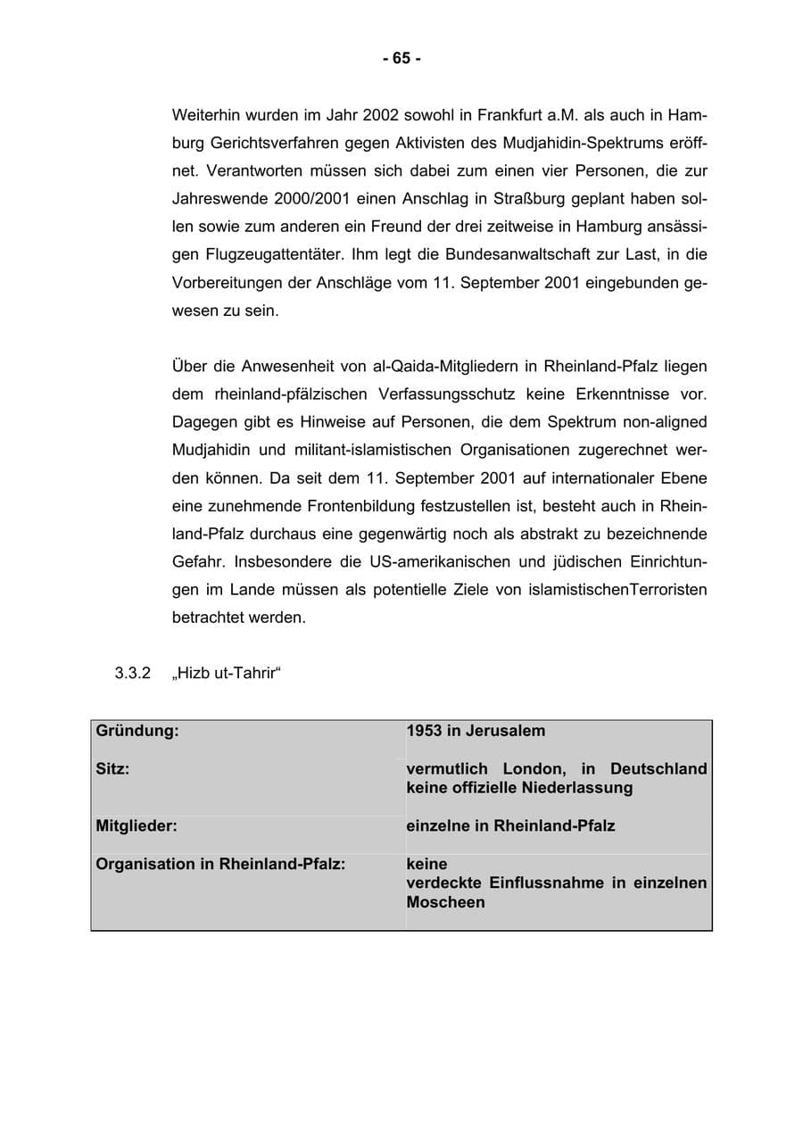 Seite 67 des Verfassungsschutzbericht 2002 Rheinland-Pfalz