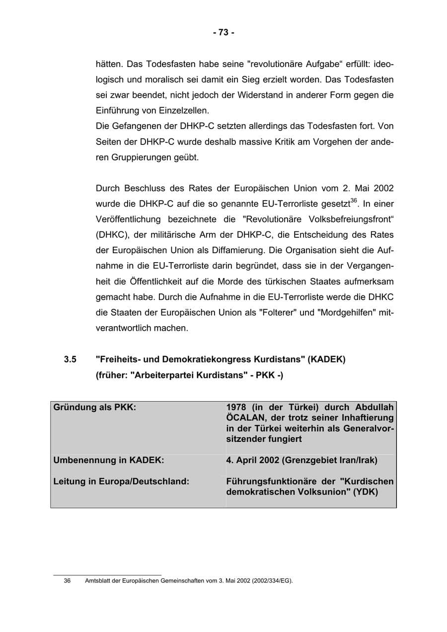 Seite 75 des Verfassungsschutzbericht 2002 Rheinland-Pfalz