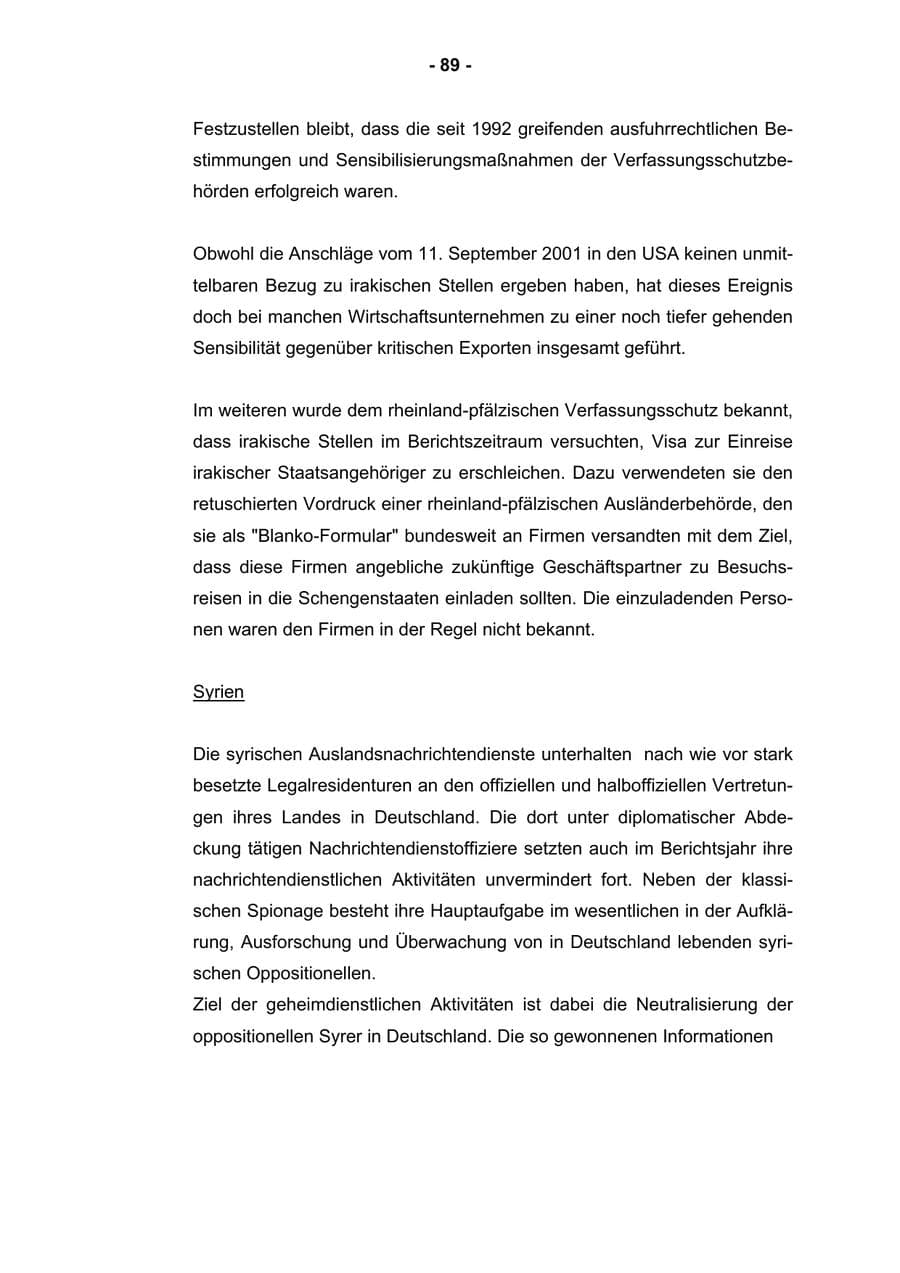 Seite 91 des Verfassungsschutzbericht 2002 Rheinland-Pfalz
