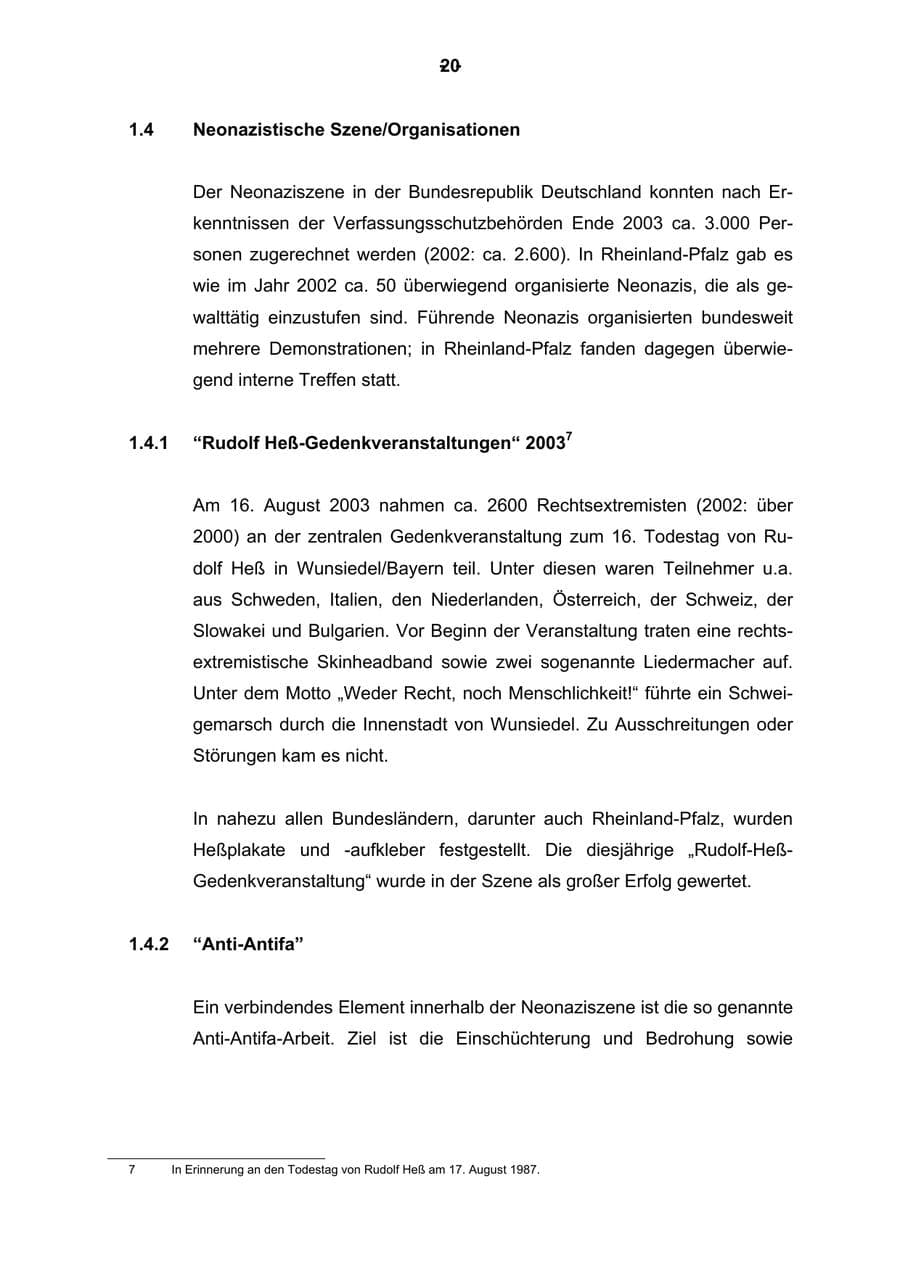 Seite 21 des Verfassungsschutzbericht 2003 Rheinland-Pfalz