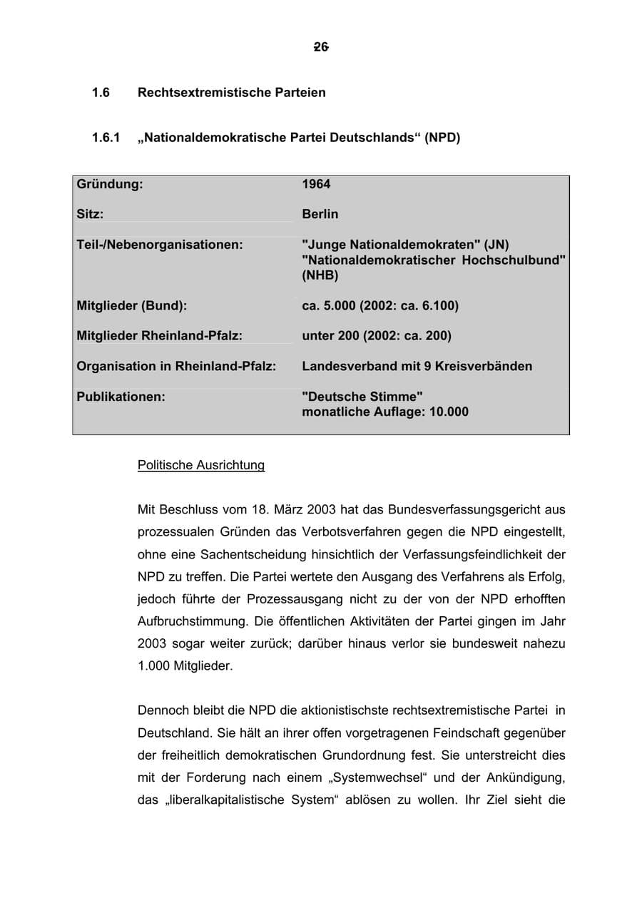 Seite 27 des Verfassungsschutzbericht 2003 Rheinland-Pfalz