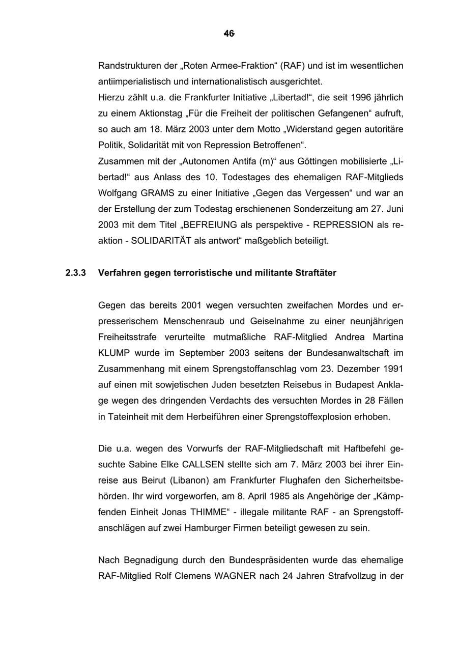 Seite 47 des Verfassungsschutzbericht 2003 Rheinland-Pfalz