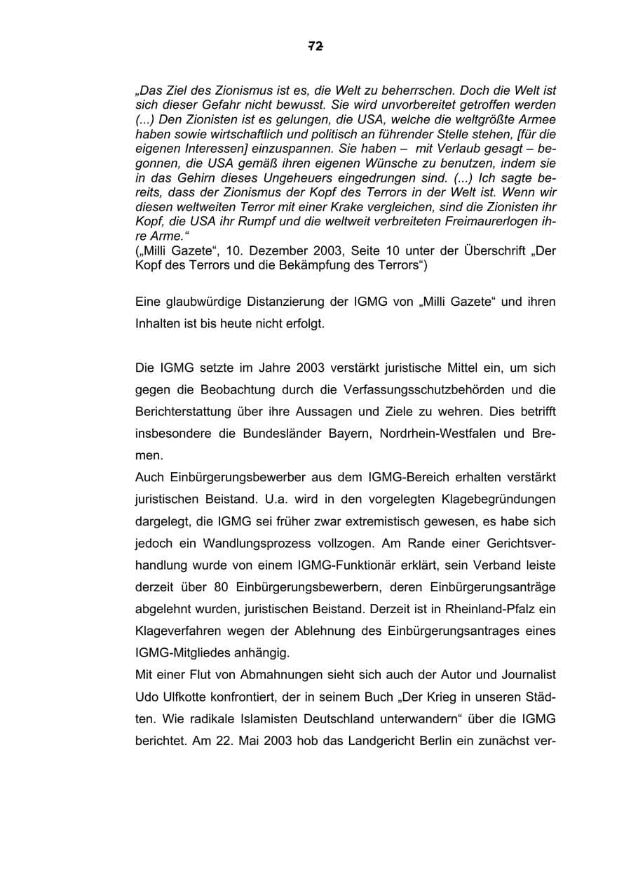 Seite 73 des Verfassungsschutzbericht 2003 Rheinland-Pfalz