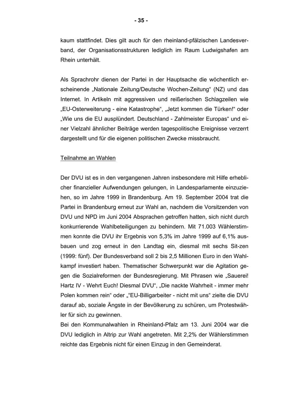 Seite 37 des Verfassungsschutzbericht 2004 Rheinland-Pfalz