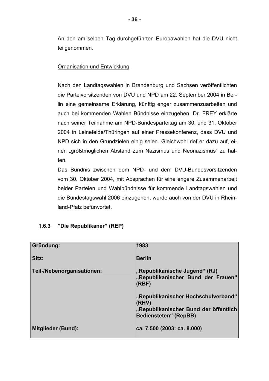 Seite 38 des Verfassungsschutzbericht 2004 Rheinland-Pfalz