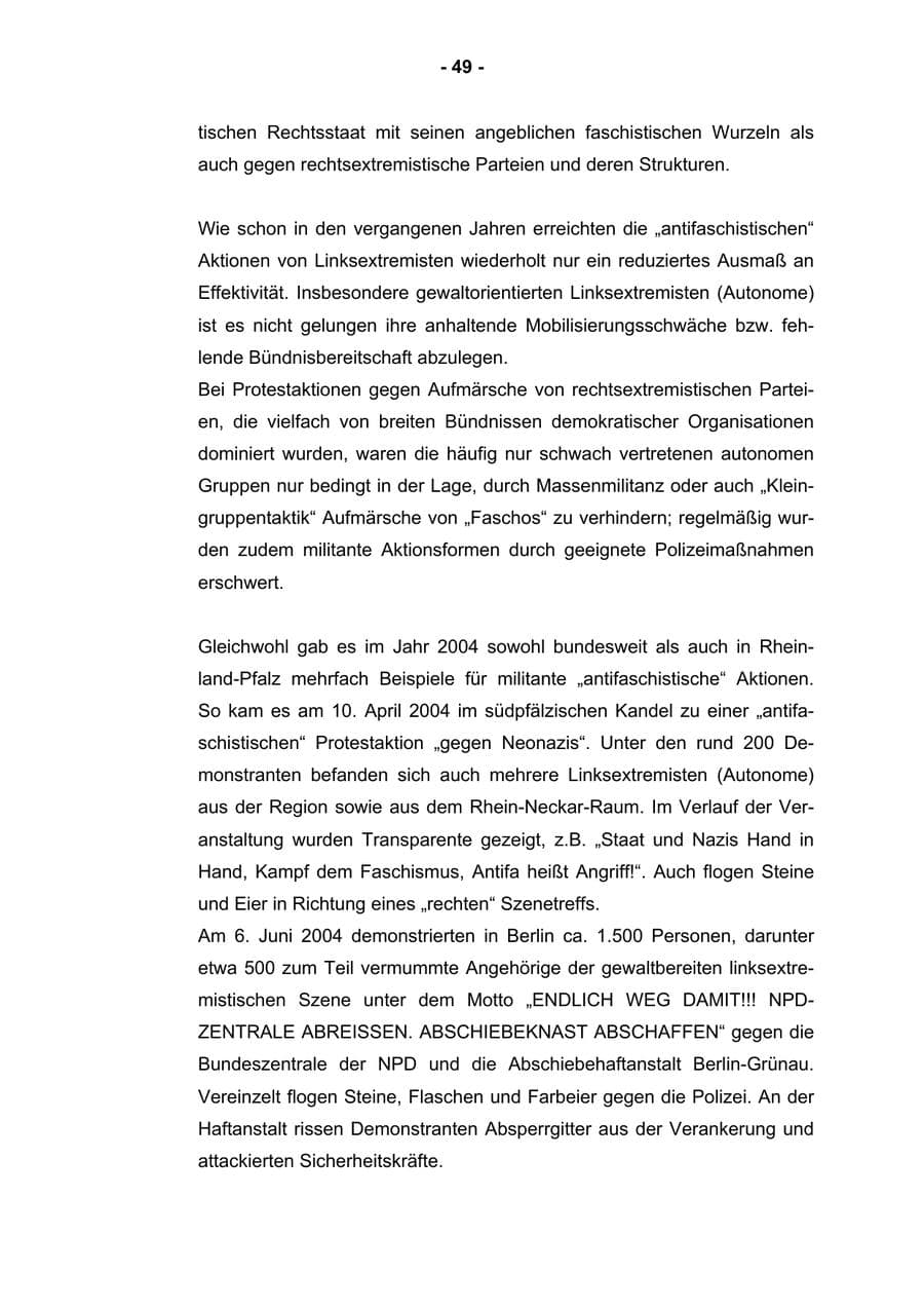 Seite 51 des Verfassungsschutzbericht 2004 Rheinland-Pfalz