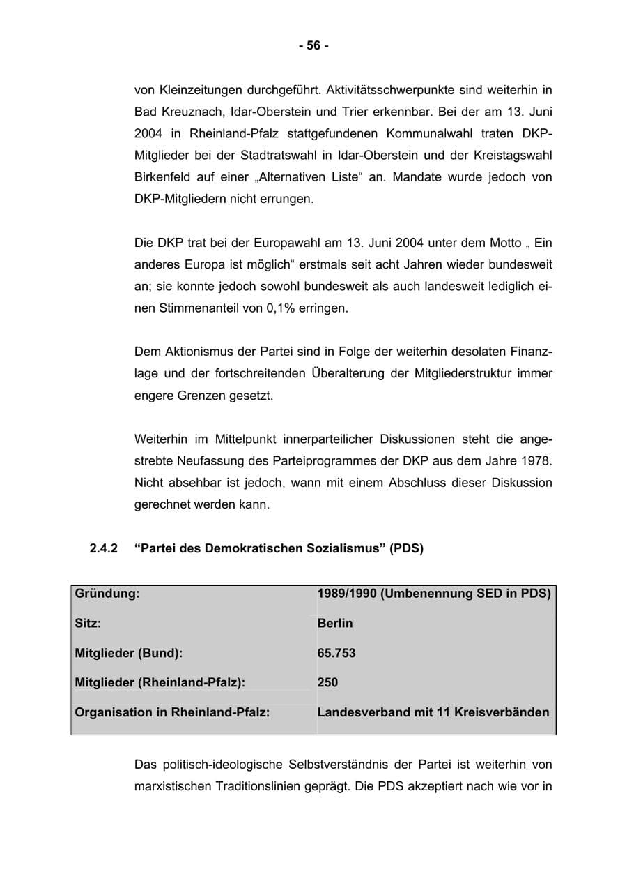 Seite 58 des Verfassungsschutzbericht 2004 Rheinland-Pfalz