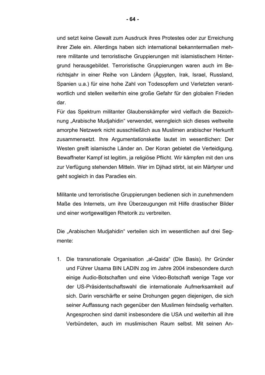 Seite 66 des Verfassungsschutzbericht 2004 Rheinland-Pfalz