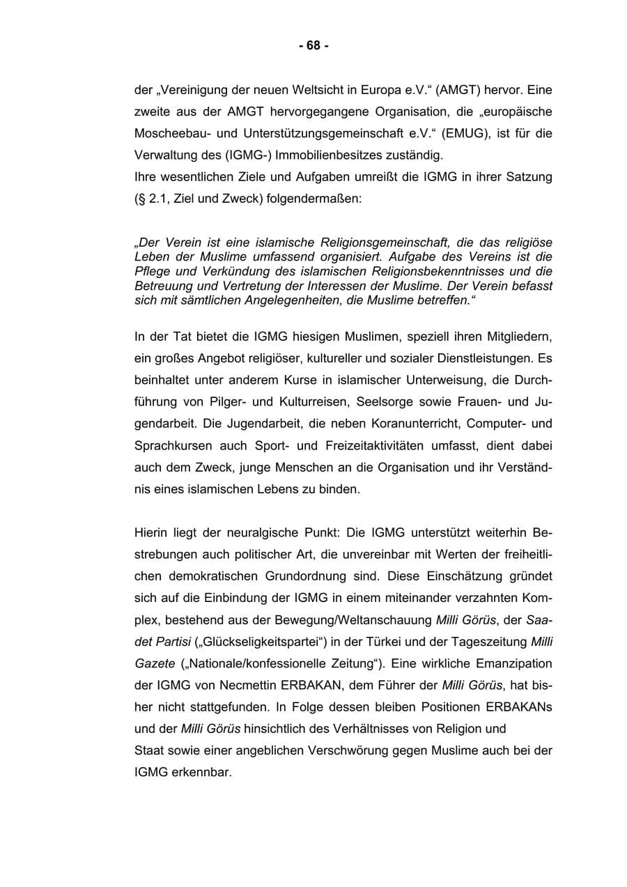 Seite 70 des Verfassungsschutzbericht 2004 Rheinland-Pfalz