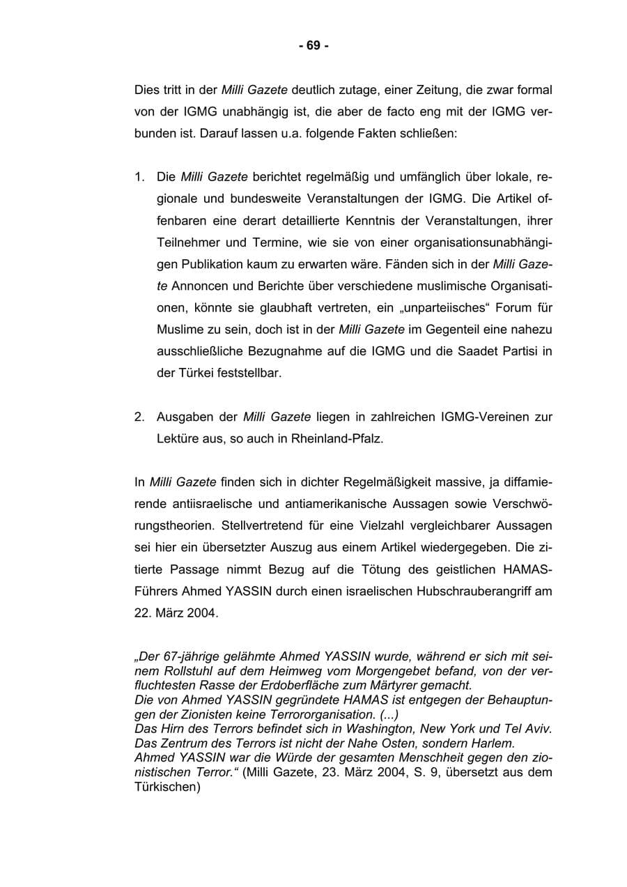 Seite 71 des Verfassungsschutzbericht 2004 Rheinland-Pfalz
