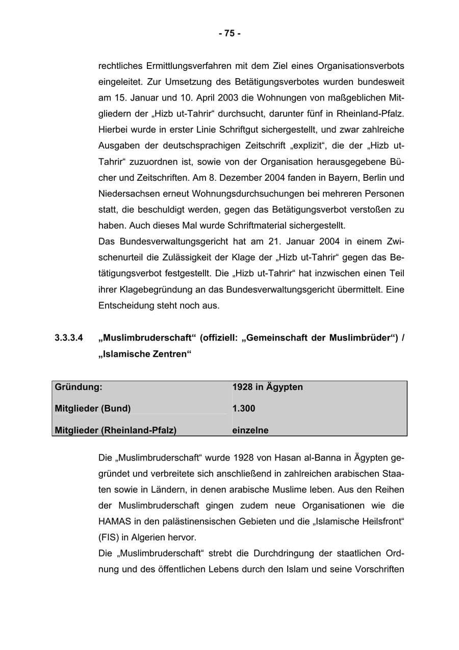 Seite 77 des Verfassungsschutzbericht 2004 Rheinland-Pfalz