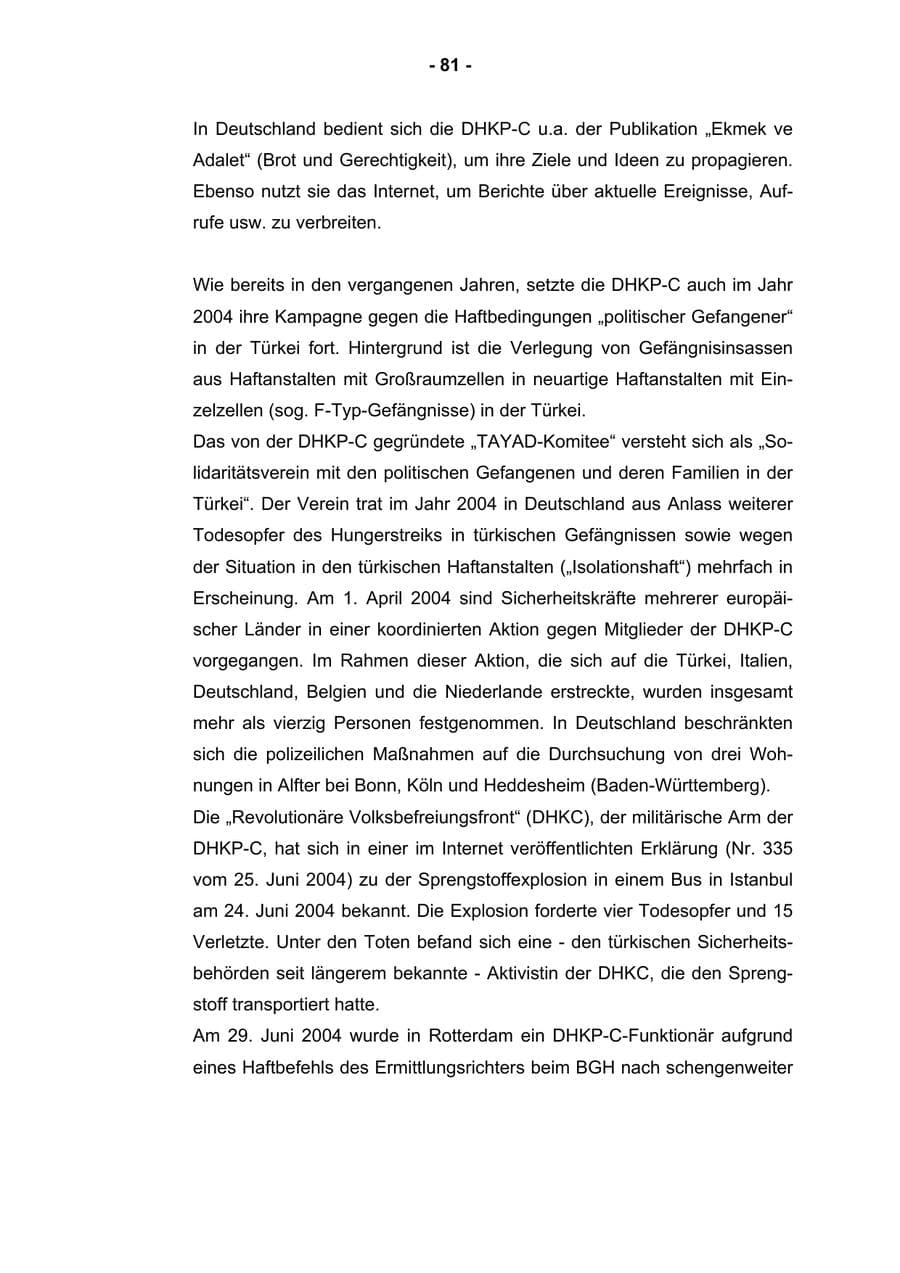 Seite 83 des Verfassungsschutzbericht 2004 Rheinland-Pfalz