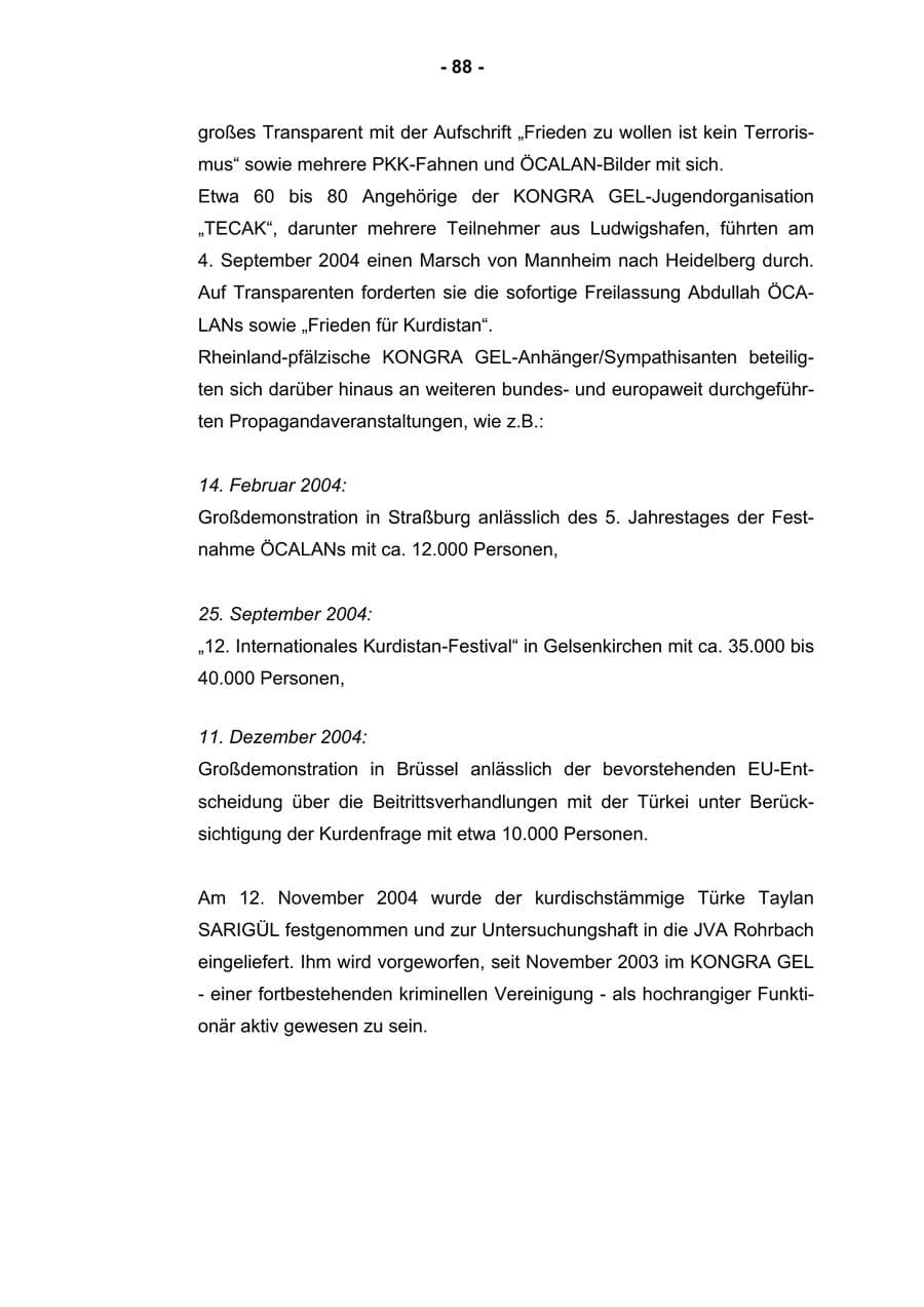 Seite 90 des Verfassungsschutzbericht 2004 Rheinland-Pfalz