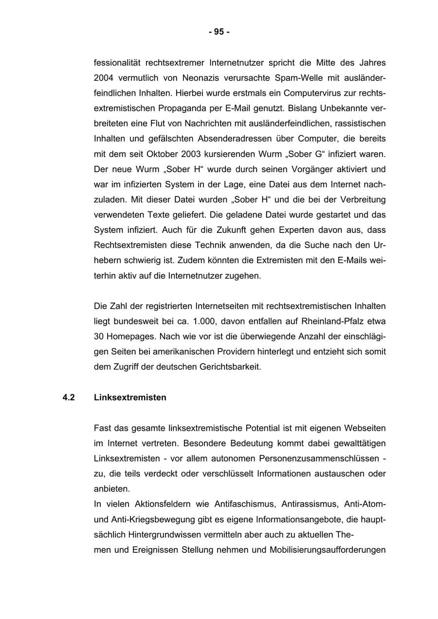 Seite 97 des Verfassungsschutzbericht 2004 Rheinland-Pfalz
