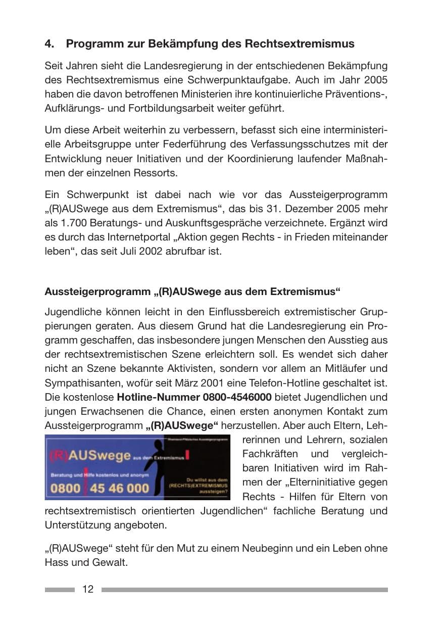 Seite 14 des Verfassungsschutzbericht 2005 Rheinland-Pfalz