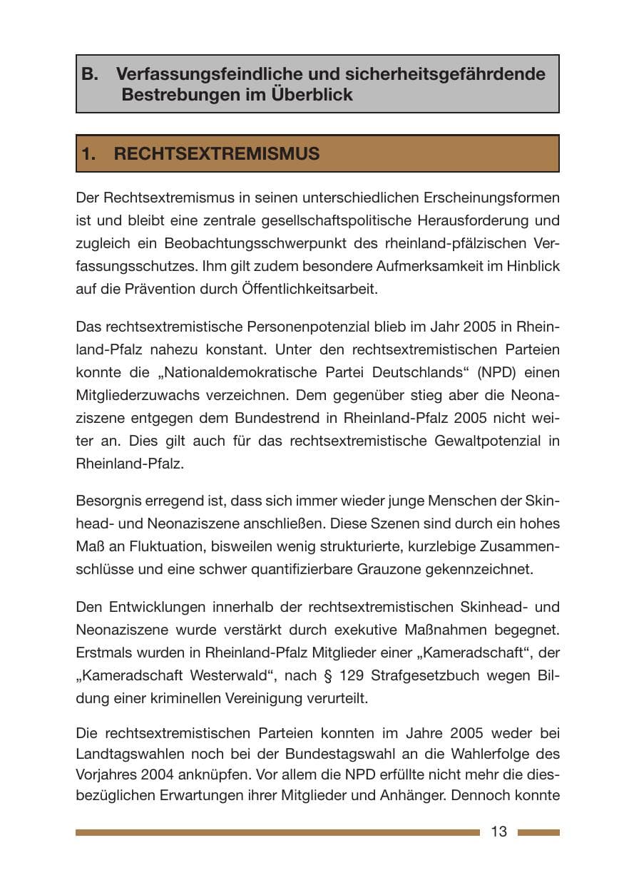 Seite 15 des Verfassungsschutzbericht 2005 Rheinland-Pfalz
