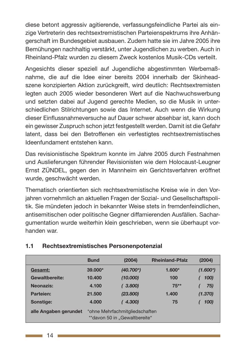 Seite 16 des Verfassungsschutzbericht 2005 Rheinland-Pfalz
