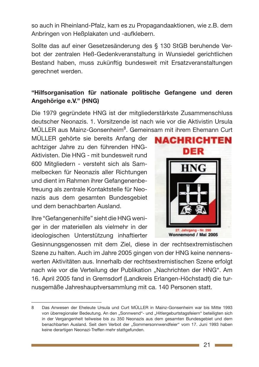 Seite 23 des Verfassungsschutzbericht 2005 Rheinland-Pfalz