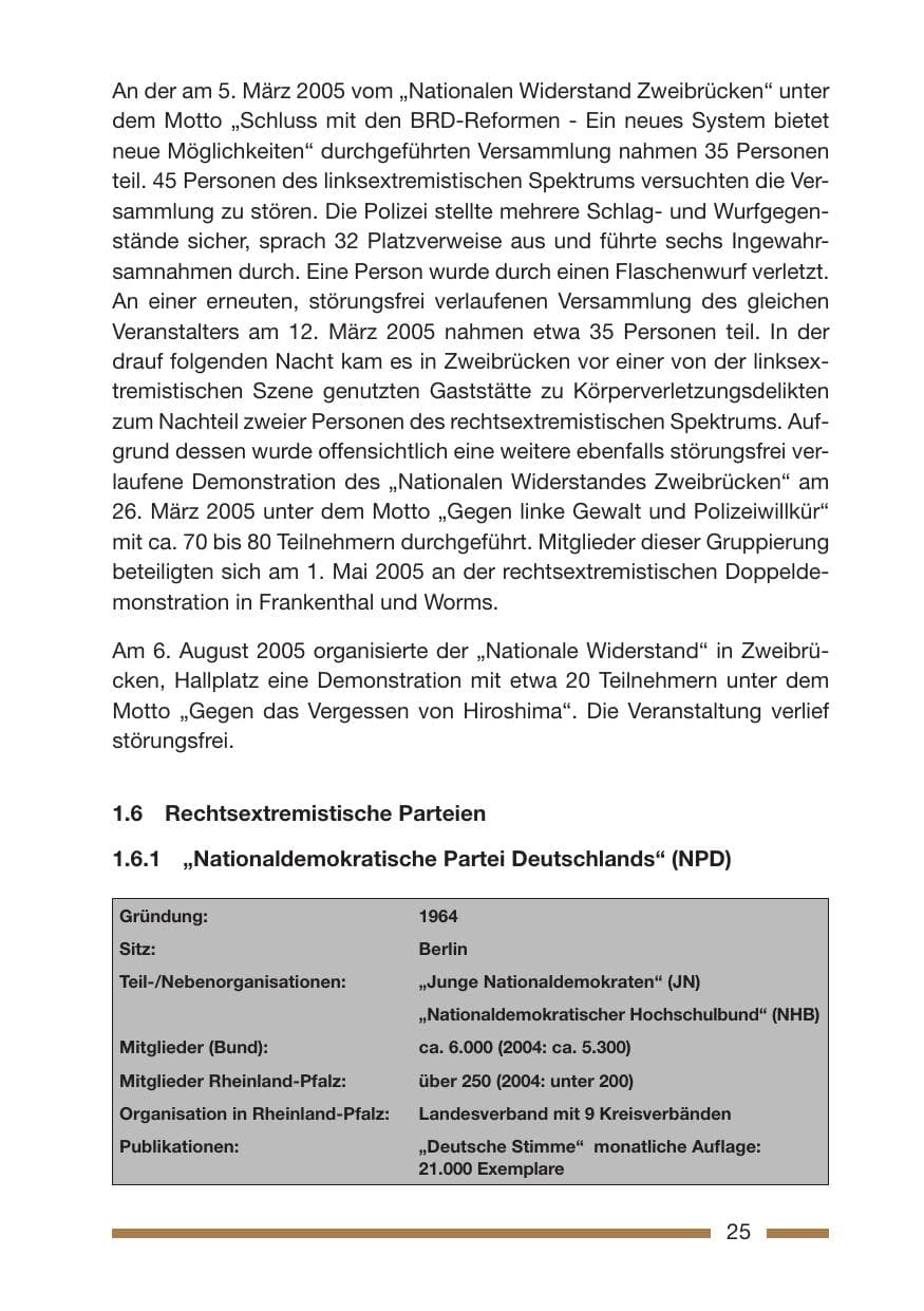 Seite 27 des Verfassungsschutzbericht 2005 Rheinland-Pfalz