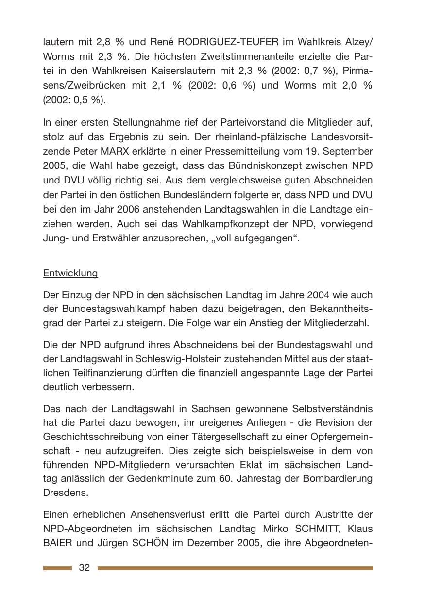 Seite 34 des Verfassungsschutzbericht 2005 Rheinland-Pfalz