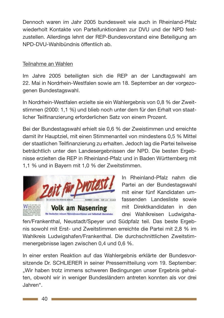 Seite 42 des Verfassungsschutzbericht 2005 Rheinland-Pfalz