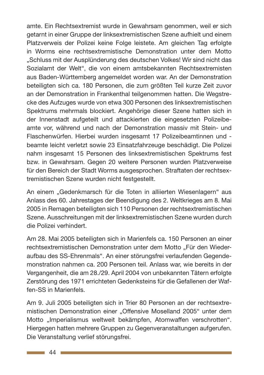 Seite 46 des Verfassungsschutzbericht 2005 Rheinland-Pfalz