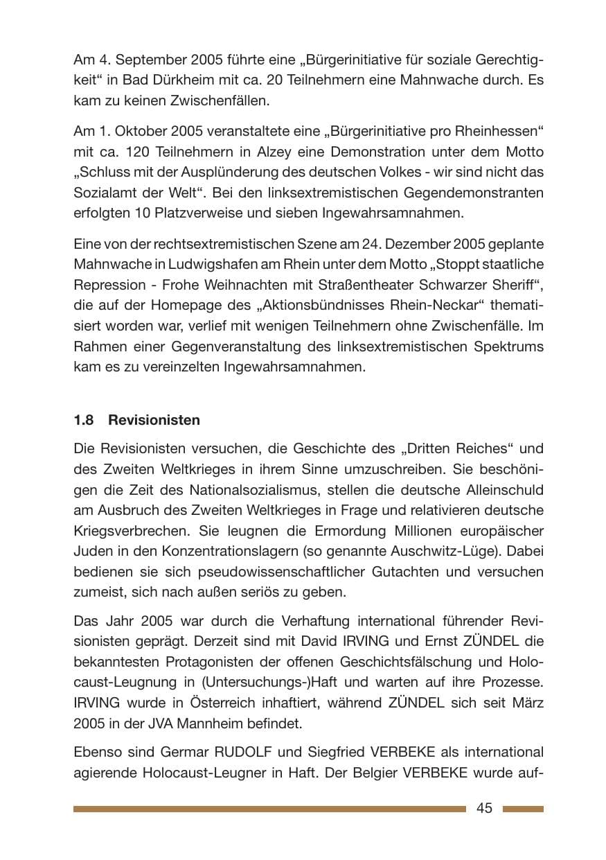 Seite 47 des Verfassungsschutzbericht 2005 Rheinland-Pfalz