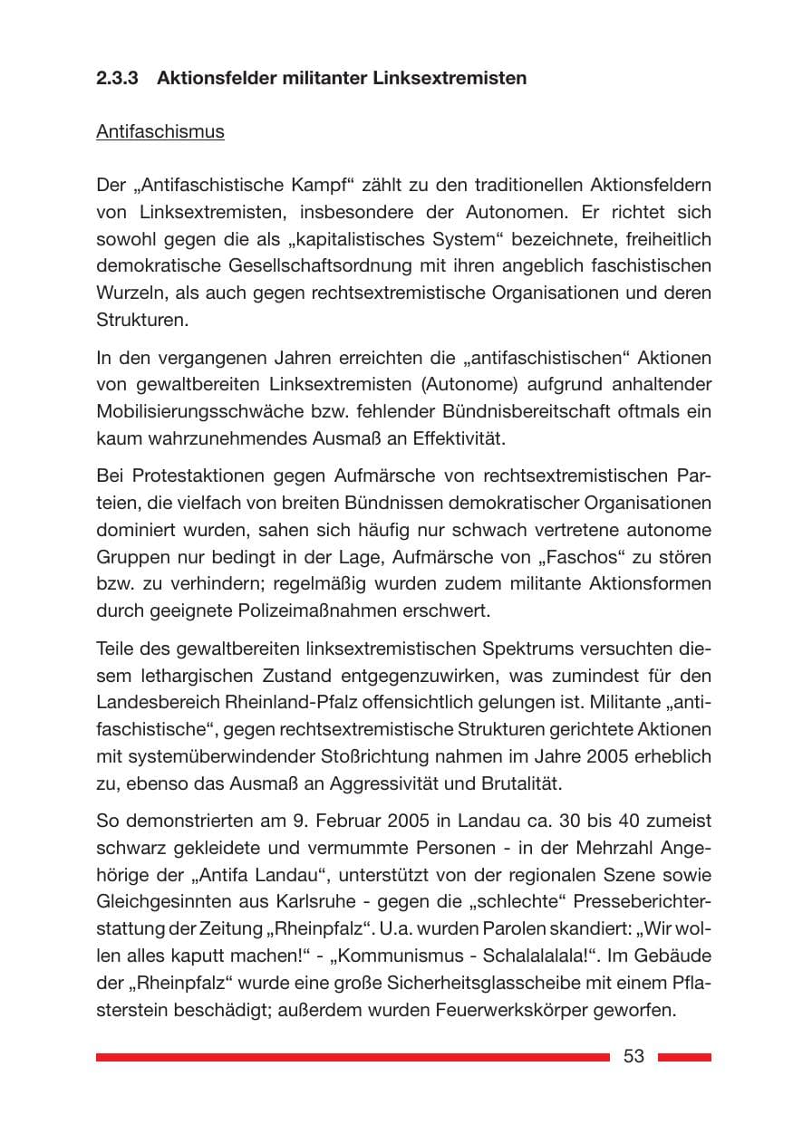 Seite 55 des Verfassungsschutzbericht 2005 Rheinland-Pfalz
