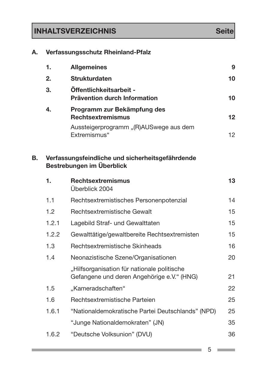 Seite 7 des Verfassungsschutzbericht 2005 Rheinland-Pfalz