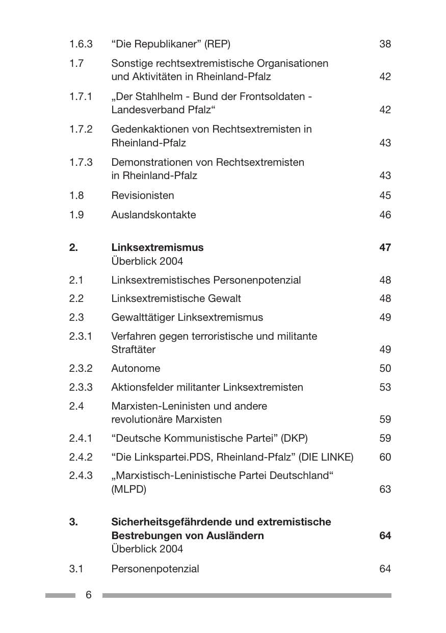Seite 8 des Verfassungsschutzbericht 2005 Rheinland-Pfalz
