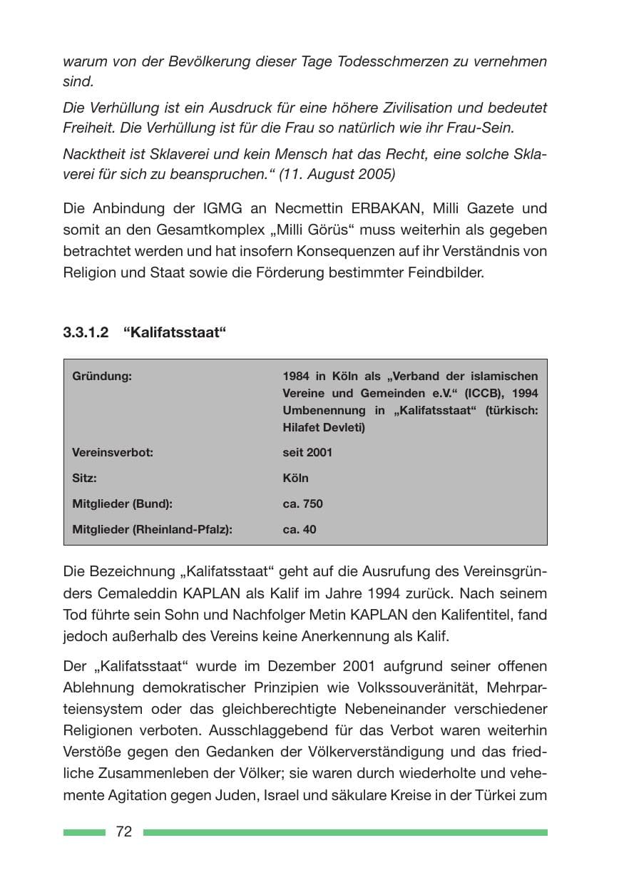 Seite 74 des Verfassungsschutzbericht 2005 Rheinland-Pfalz