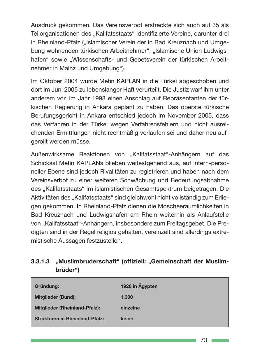 Seite 75 des Verfassungsschutzbericht 2005 Rheinland-Pfalz
