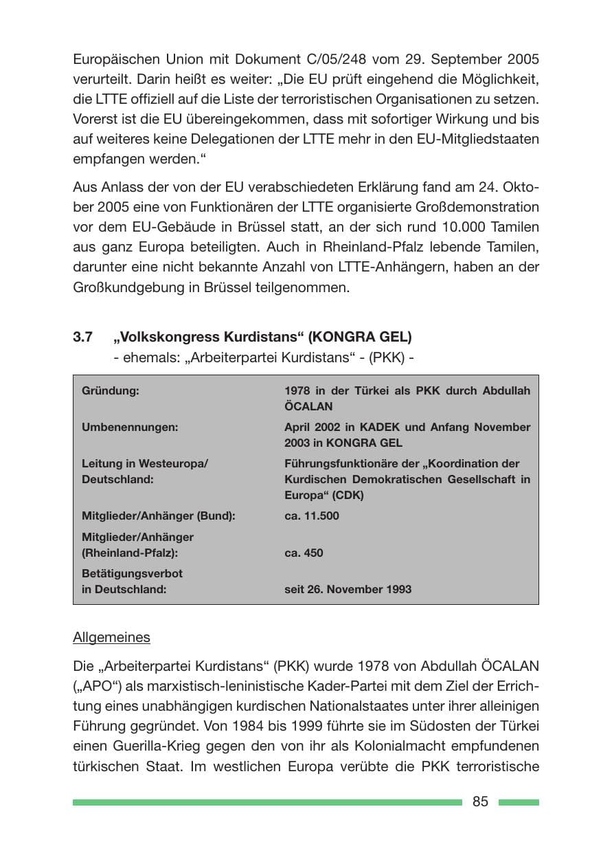 Seite 87 des Verfassungsschutzbericht 2005 Rheinland-Pfalz