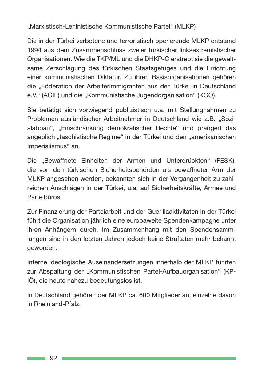 Seite 94 des Verfassungsschutzbericht 2005 Rheinland-Pfalz