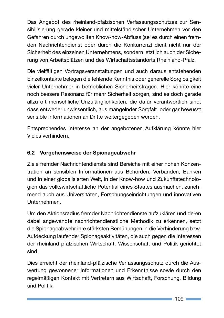 Seite 109 des Verfassungsschutzbericht 2006 Rheinland-Pfalz
