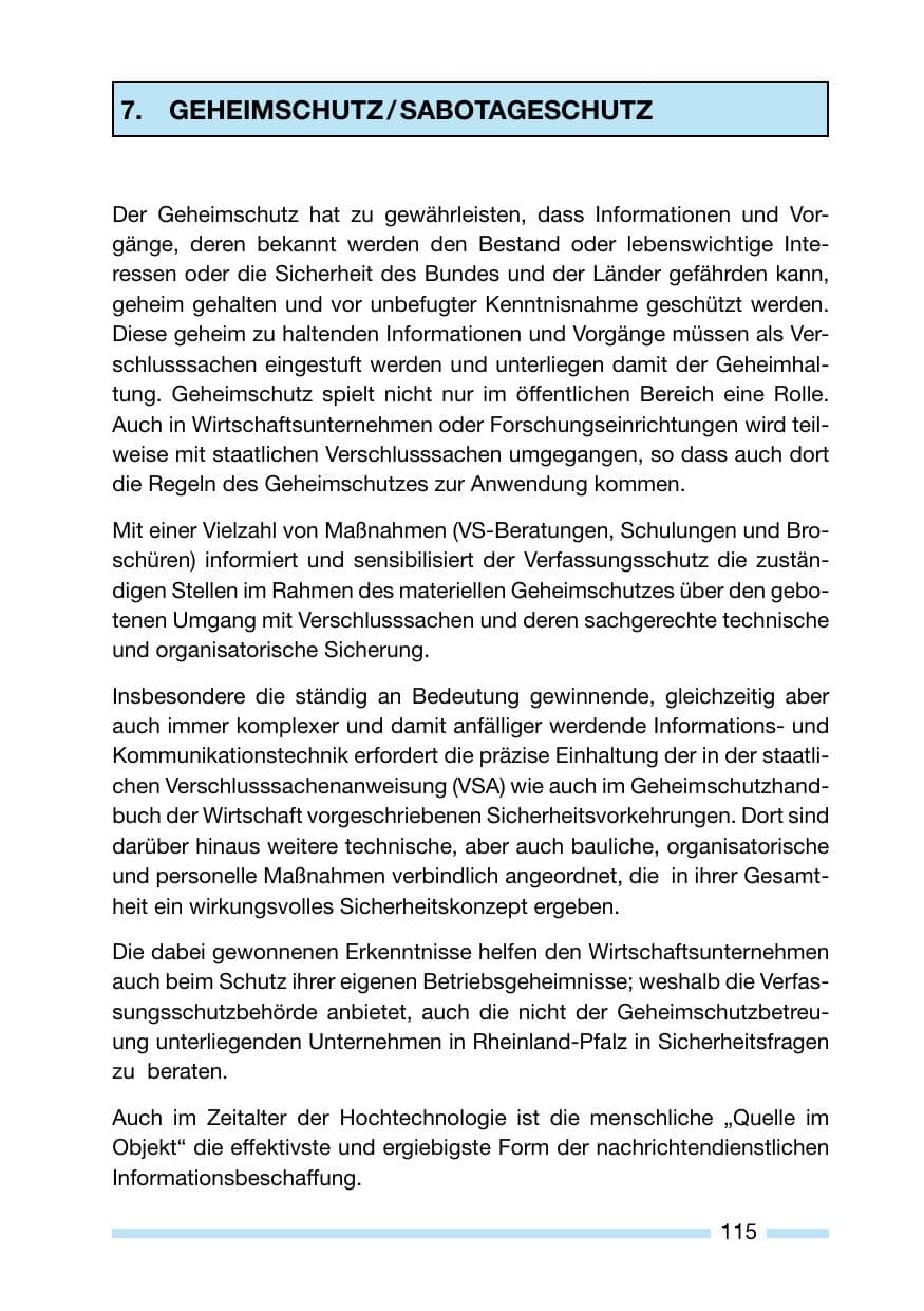 Seite 115 des Verfassungsschutzbericht 2006 Rheinland-Pfalz