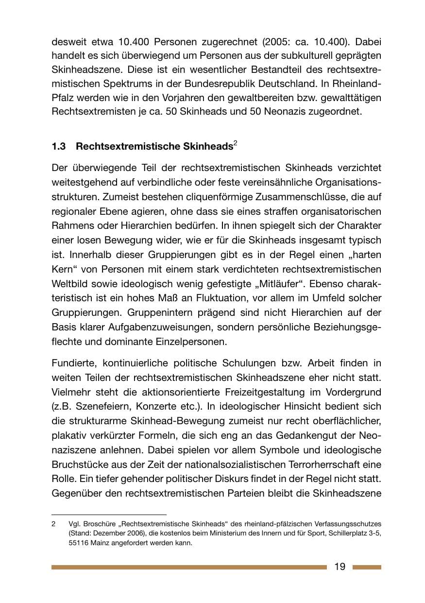 Seite 19 des Verfassungsschutzbericht 2006 Rheinland-Pfalz