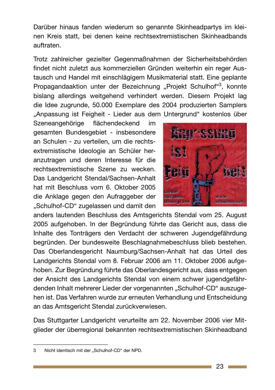Seite 23 des Verfassungsschutzbericht 2006 Rheinland-Pfalz