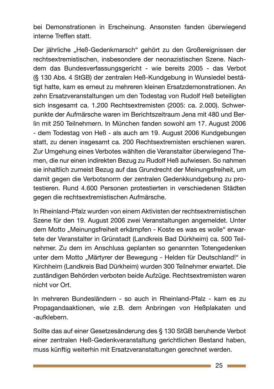 Seite 25 des Verfassungsschutzbericht 2006 Rheinland-Pfalz