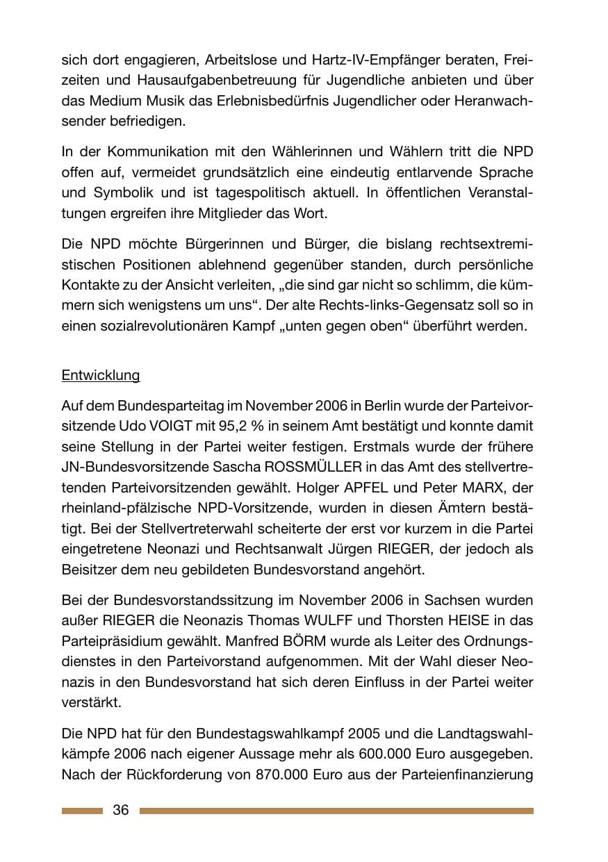Seite 36 des Verfassungsschutzbericht 2006 Rheinland-Pfalz