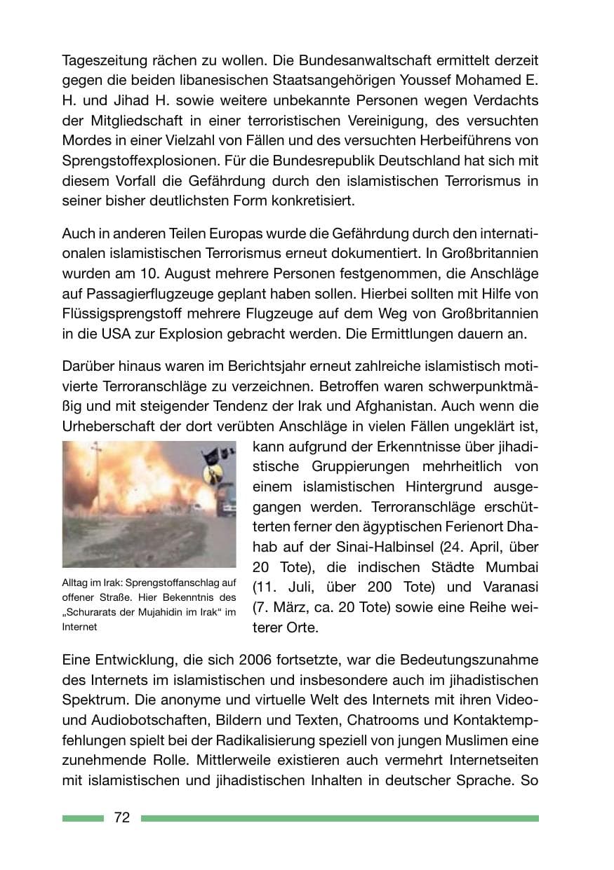Seite 72 des Verfassungsschutzbericht 2006 Rheinland-Pfalz