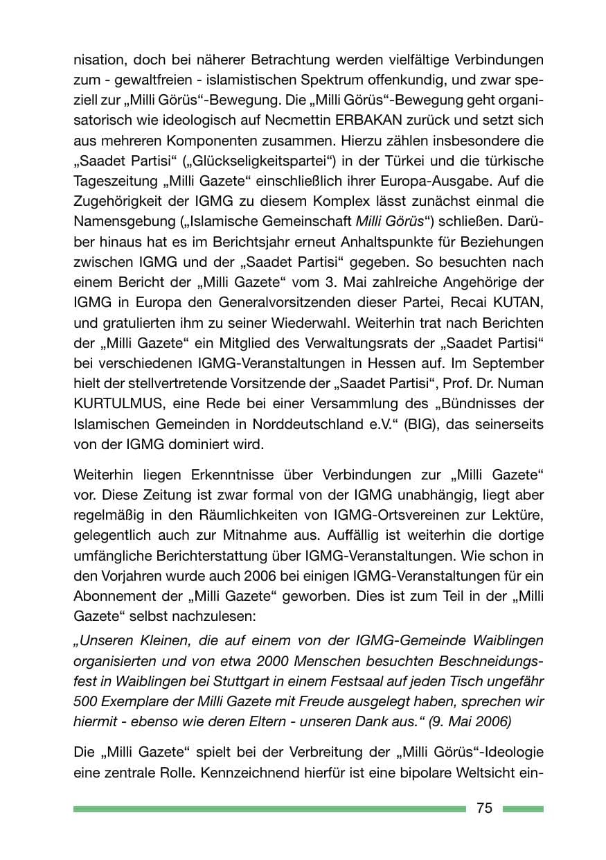 Seite 75 des Verfassungsschutzbericht 2006 Rheinland-Pfalz