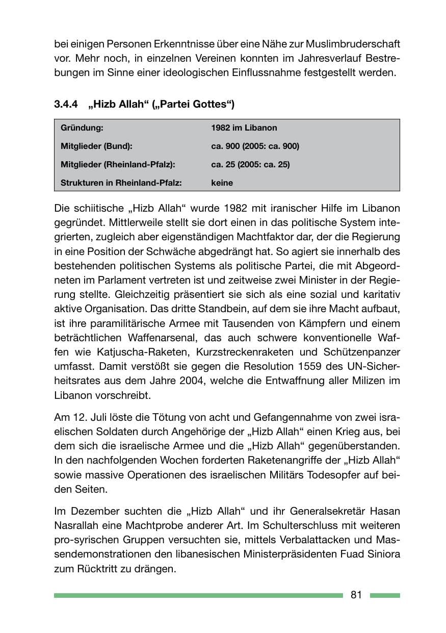 Seite 81 des Verfassungsschutzbericht 2006 Rheinland-Pfalz