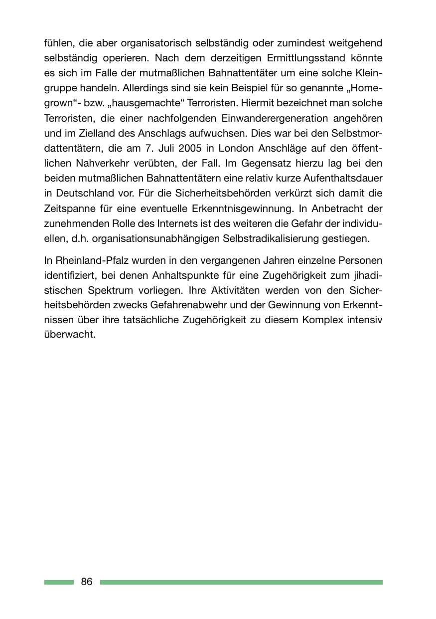 Seite 86 des Verfassungsschutzbericht 2006 Rheinland-Pfalz