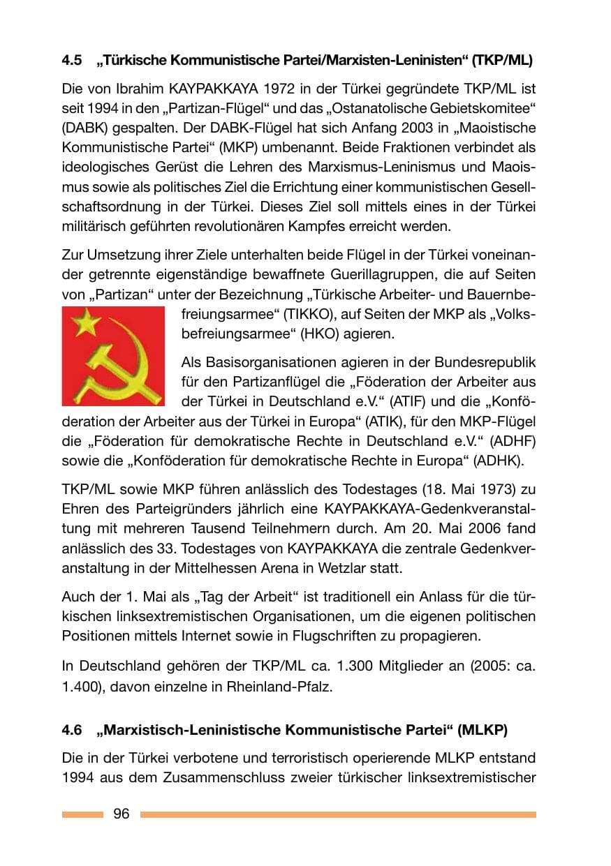 Seite 96 des Verfassungsschutzbericht 2006 Rheinland-Pfalz
