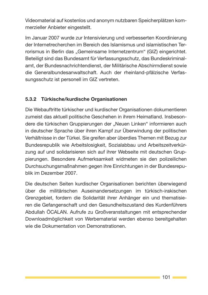 Seite 101 des Verfassungsschutzbericht 2007 Rheinland-Pfalz