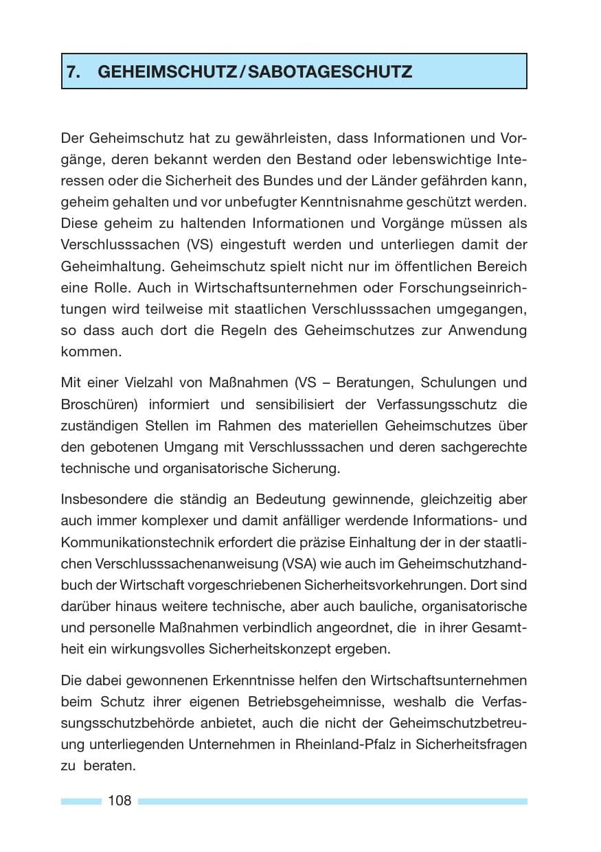 Seite 108 des Verfassungsschutzbericht 2007 Rheinland-Pfalz