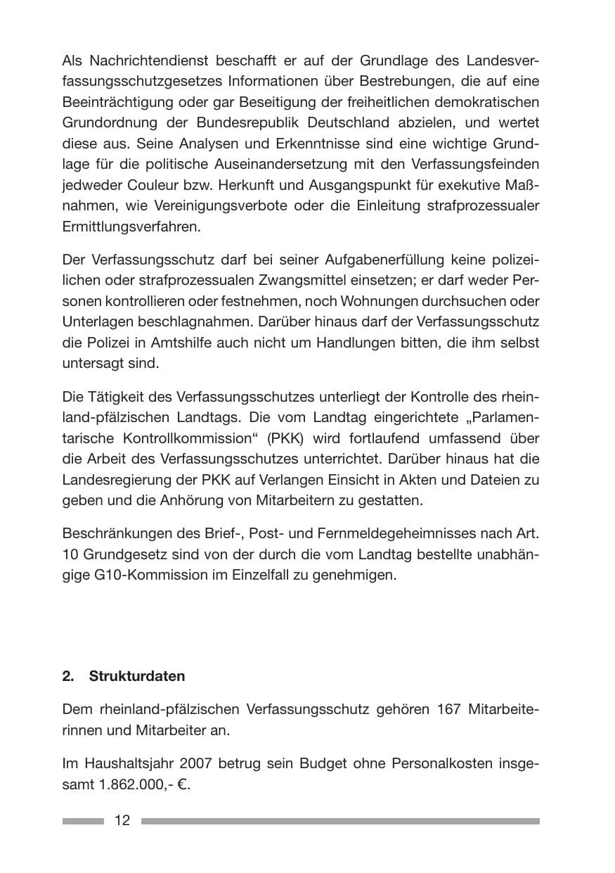 Seite 12 des Verfassungsschutzbericht 2007 Rheinland-Pfalz